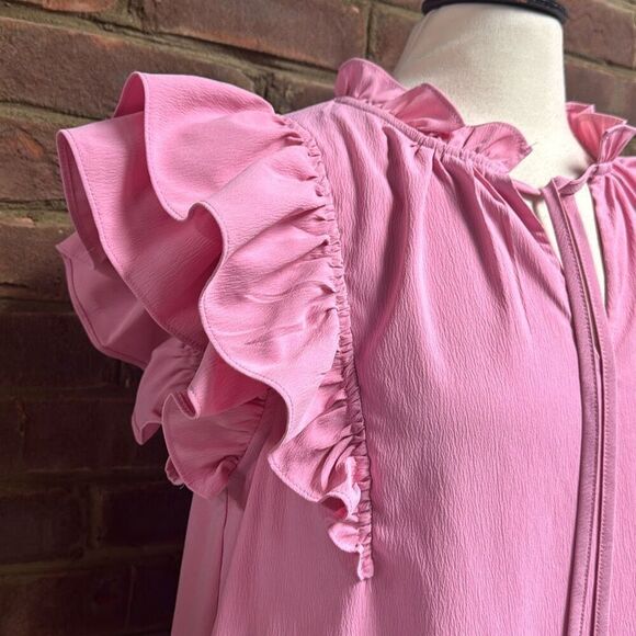 Entro Women’s Pink Ruffle Sleeve Dress Size Large NEW - Picture 4 of 8